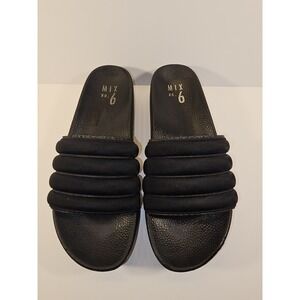 Mia Platform Black Slide On Sandles Women's  Size 8
